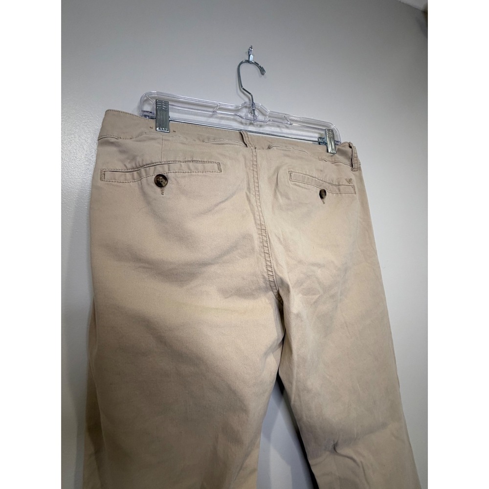 American Eagle Khaki Flare Artist Pants 14 Y2K Boho Stretch Minimalist Soft - Picture 5 of 11
